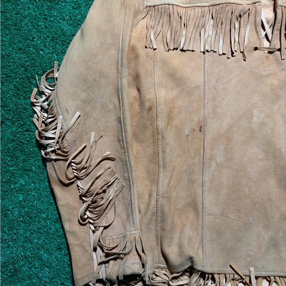 Vintage 70s Berman Buckskin Deer Hide Suede Leather Fringe Jacket Pullover Small - Picture 6 of 8